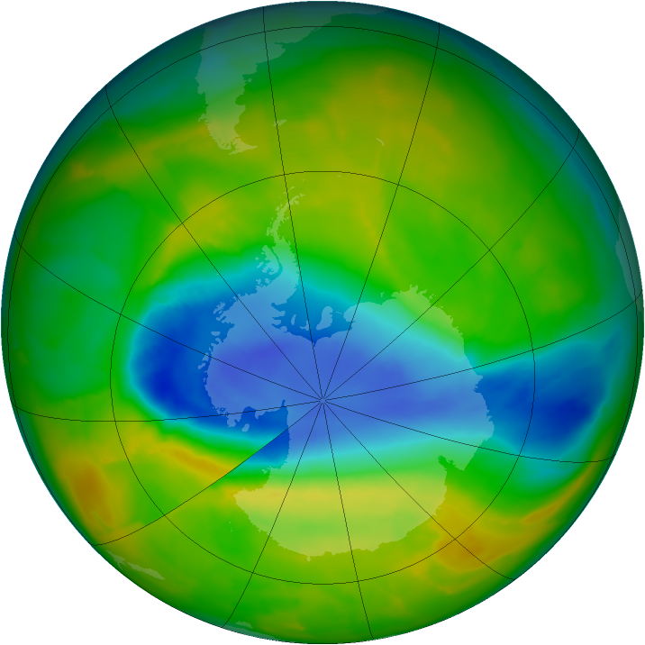 Antarctic ozone map for 06 November 2012
